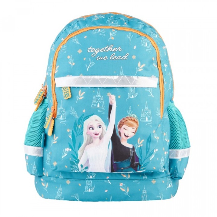 Раница PASO Disney Frozen, Ученическа, 2 отделения, Светлоотразителни елементи, Синя, 41x28x18 см