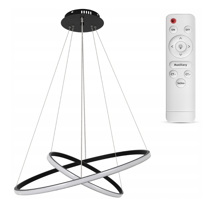 Candelabru GiorgioRusso, 2 inele, LED, negru, 40x100cm