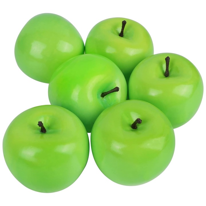Fructe artificiale QttvbTna, spuma, verde, set 6 bucati, 8x7cm