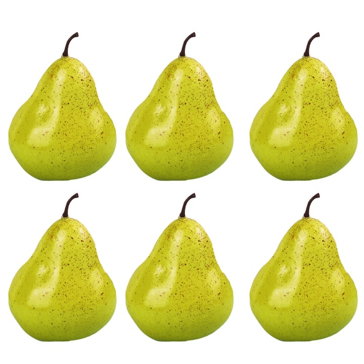 Set 6 fructe artificiale pere verzi, 10.5x7cm