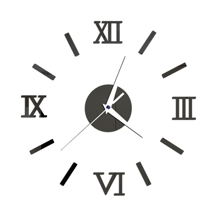 DIY falióra, 3D hatású, öntapadós, állítható, fekete