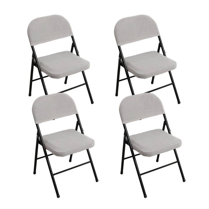 Комплект 4 калъфа за столове QttvbTna, полиестер, сив