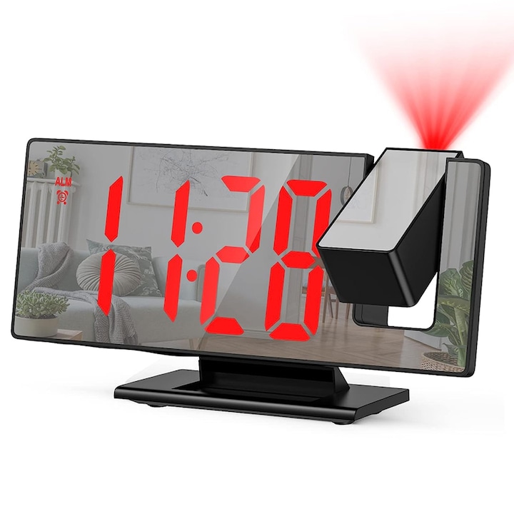 Ceas digital, negru, 185x45x97mm, set cu cablu USB si manual de instructiuni