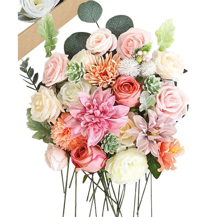 Букет изкуствени цветя, QttvbTna, Multicolor