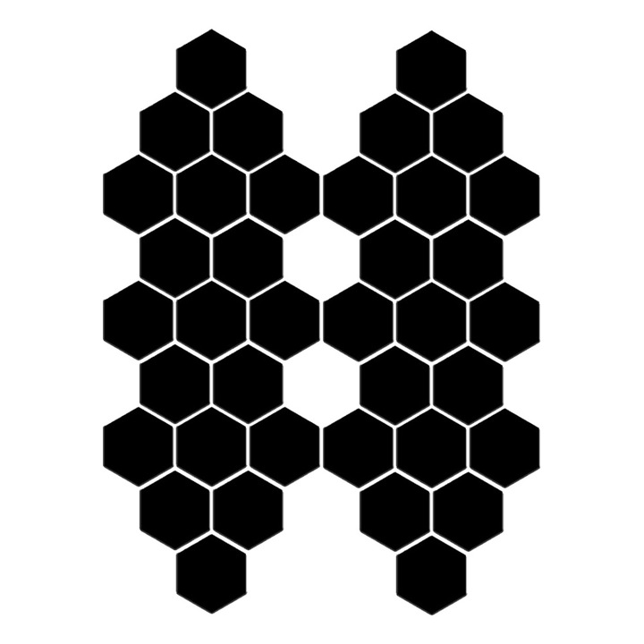 OEM 36 db dekoratív tükör készlet, akril, matricák, 70 x 80 mm, fekete