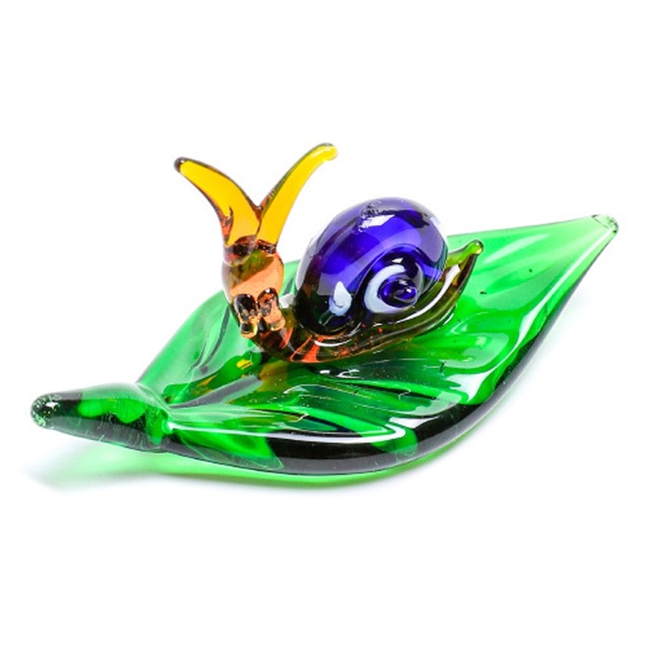 Melc decorativ, Sticla suflata, 27 x 55 mm, Multicolor