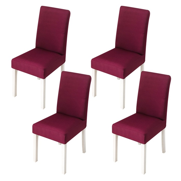 Комплект 4 калъфа за стол, QttvbTna, еластични, устойчиви на петна, бордо, 48x55 см