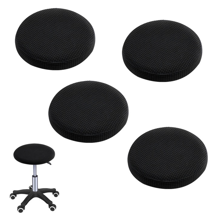 Комплект от 4 кръгли покривала за седалки, QttvbTna, полиестер, черни, 32-40см