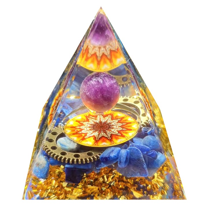 Dekoratív piramis QttvbTna, kristály/gyanta, többszínű