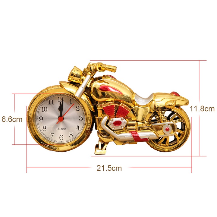 Будилник за мотоциклет, QttvbTna, ретро дизайн, пластмаса, злато