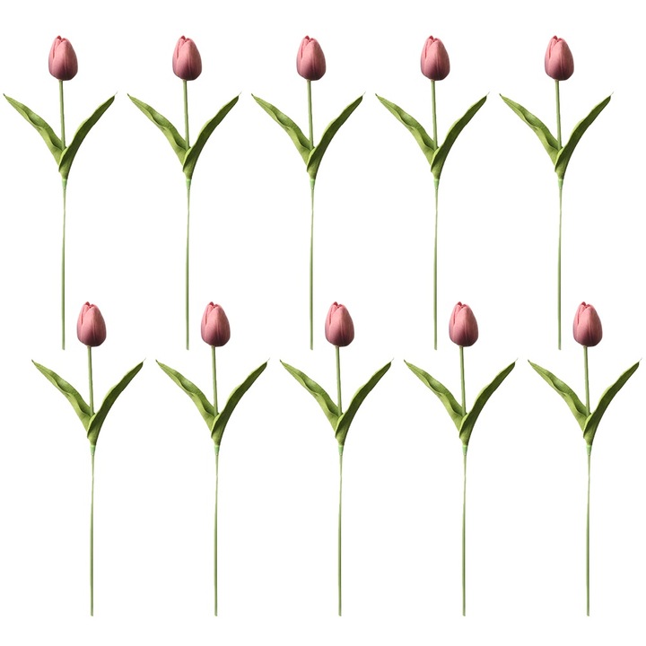 Flori artificiale, 10 fire, lalele, mov inchis, 34cm