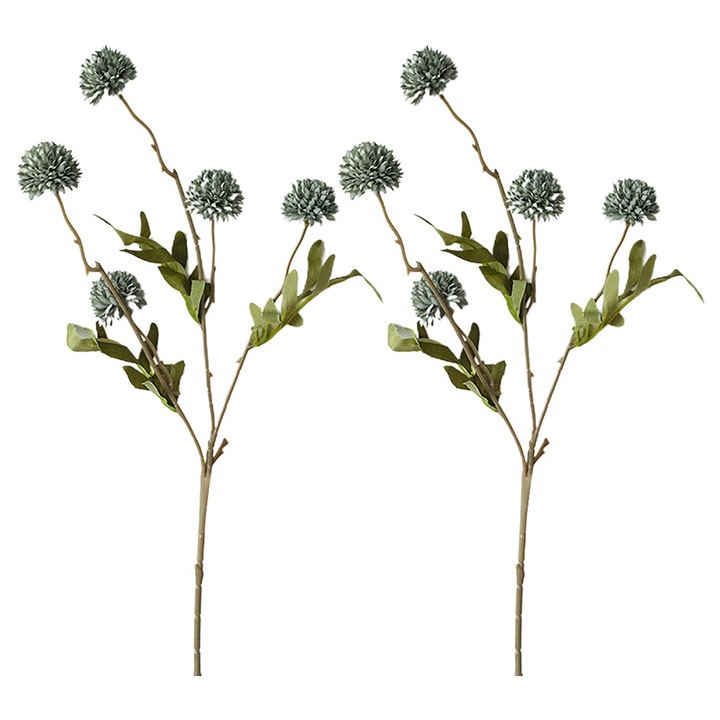 Set 2 Plante Artificiale, Mini Papadie cu 5 Capete, Albastru