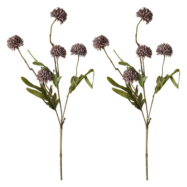 Set 2 Flori Artificiale Mini Papadie, Decor Nunta/Acasa, Mov/Verde