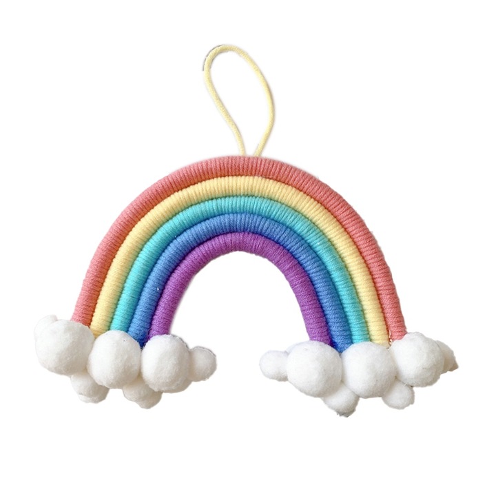 Decoratiune perete curcubeu tesut, QttvbTna, multicolor, pentru camera copiilor, 30x45cm