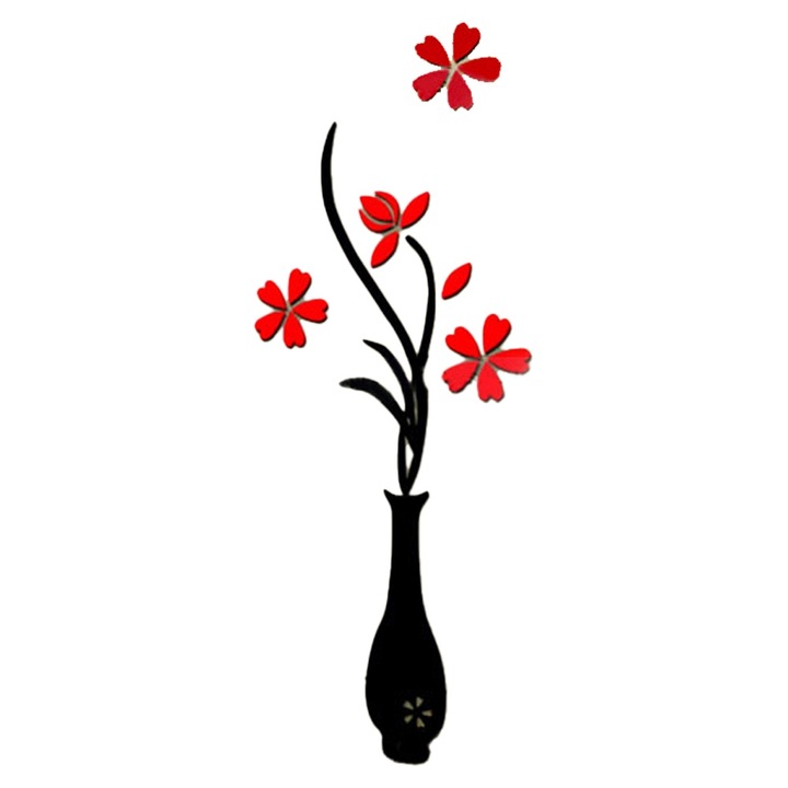 Stickere decorative 3D vase, acrilice, autoadezive, rosu, set 2 buc.