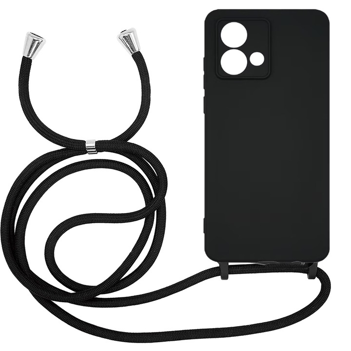 G-Tech Strap Cover, съвместим с Motorola Edge 40 Neo, регулируема каишка за врат, TPU, черен