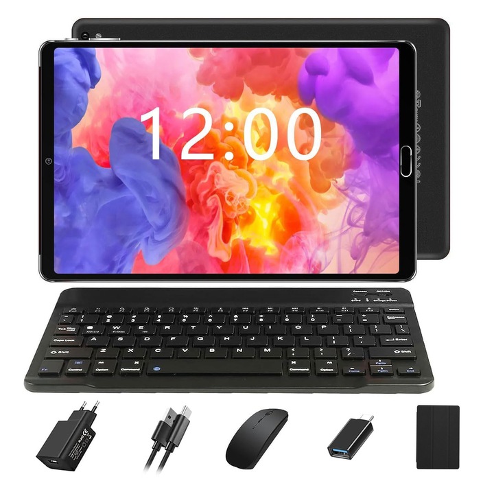 10-инчов Android 13 таблет с 10GB RAM+64GB ROM(1TB TF) Octa-Core 2.0GHz, WiFi 5G, BT 5.0, GPS, 6000mAh, 8MP+5MP, с калъф, клавиатура и мишка, черен