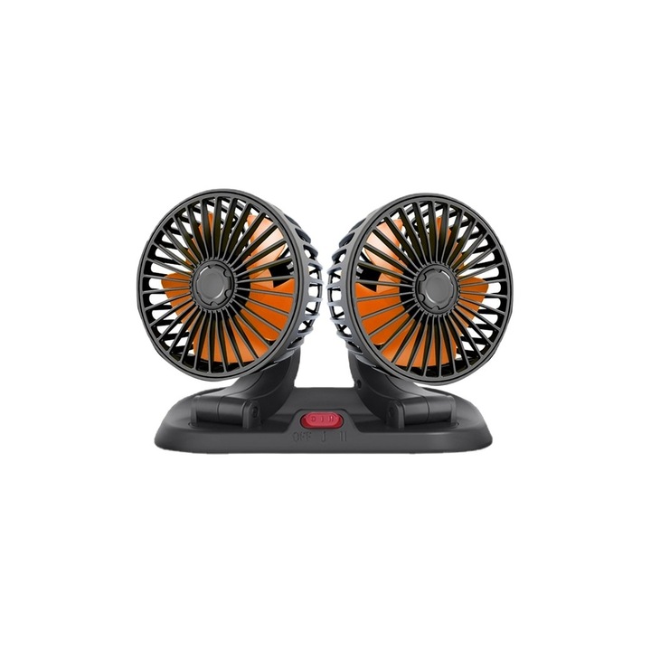 Ventilator auto dublu cu mufa USB 12-24V, doua trepte de putere, pozitie ajustabila