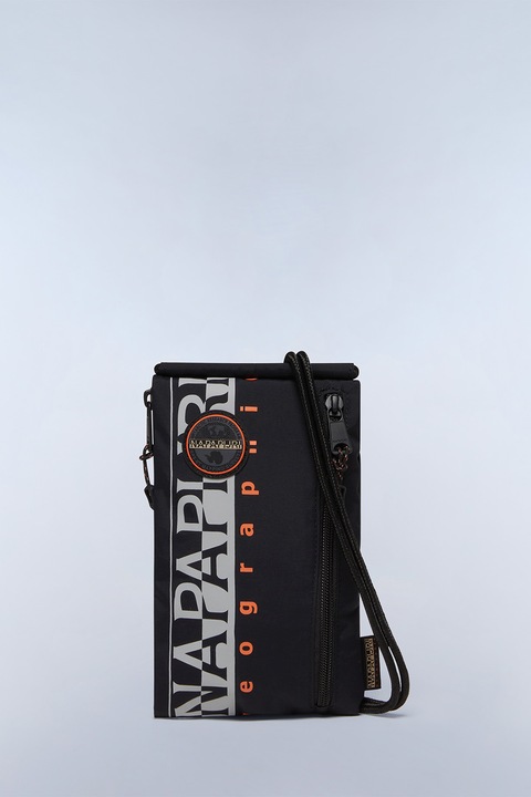 Napapijri, Keresztpántos logós táska, Fekete, Világosszürke