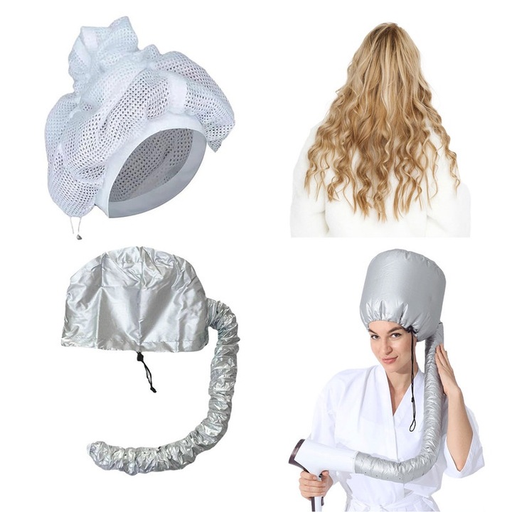 Set Uscator de Par Tip Boneta, Tehnologie Siguranta Avansata, Argintiu+Alb