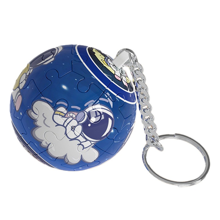 Puzzle kulcstartó, műanyag/fém, többszínű