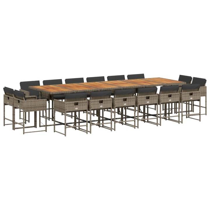 Set mobilier de gradina cu perne, vidaXL, 17 piese, gri, poliratan, 40.8 kg 3278197