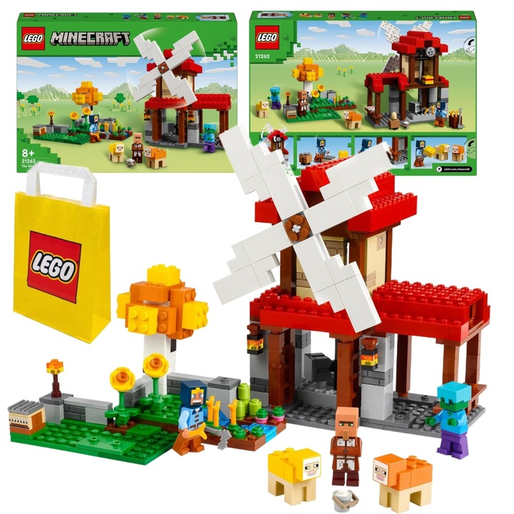 Конструктор LEGO Minecraft 21262, Ферма за вятърни мелници, 462 части, 8+ години