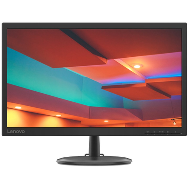Lenovo C22-20 WLED 21.5" TN Monitor, Full HD (1920x1080), 75Hz, 5ms, Tükröződésmentes, HDMI, VGA, VESA, Jack, fekete