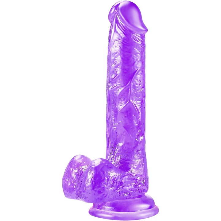 Valósághű dildó tapadókoronggal, Nybgyy, biztonságos anyag, 18cm, lila