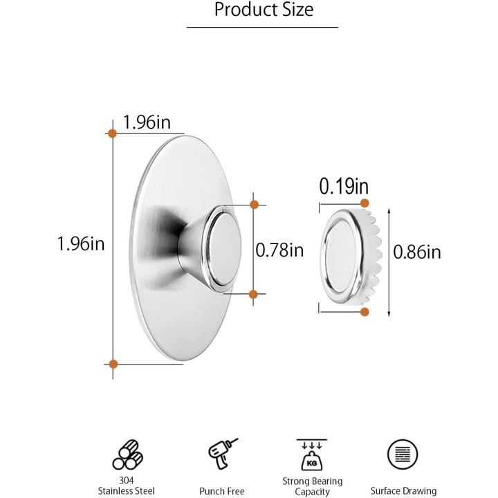Set 2 Suport magnetic pentru sapun, Nybgyy®, 5x5 cm, Inox 304, Argintiu