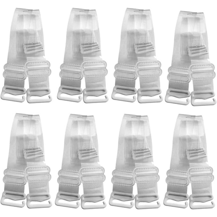 Bretele sutien transparente, set 8 perechi, din silicon, invizibile, elastice si ajustabile, 46x1.5cm, Nybgyy®