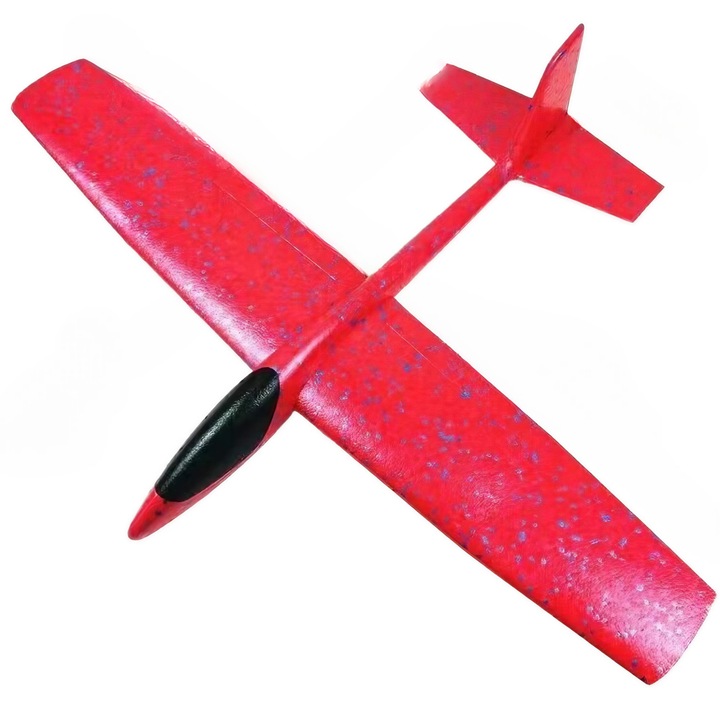 Avion planor de cascadorii, din polistiren, lungime 84 cm, Rosu, Avaleea