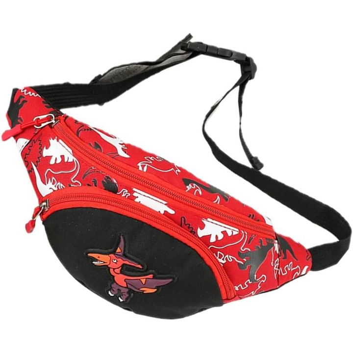 Детска чанта ComResi, изработена от найлон, регулируема, червена, 31x13x7см