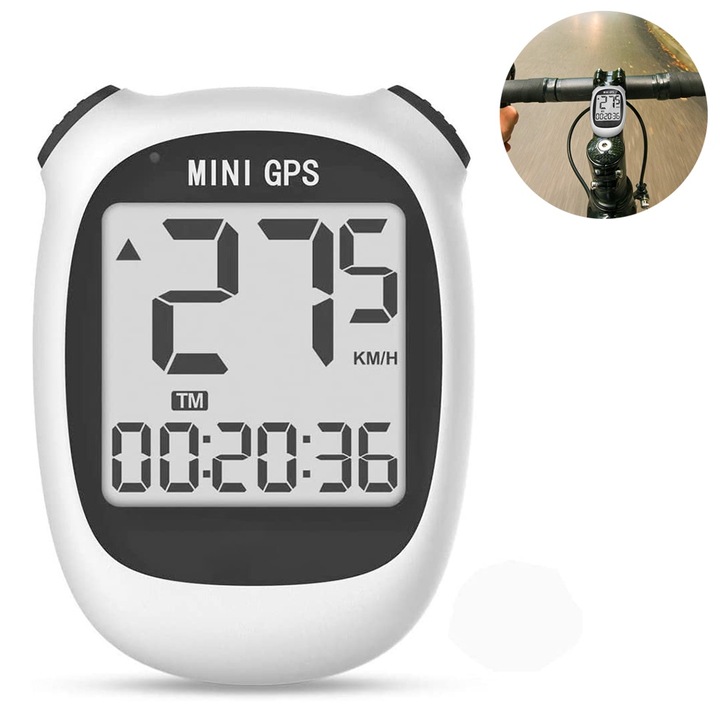 Компютър с GPS за велосипед, Tovbmup, Безжичен, IPX5, Бял/Черен