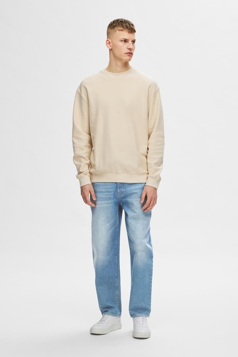 Selected Homme, Mosott hatású relaxed fit farmernadrág, Világoskék