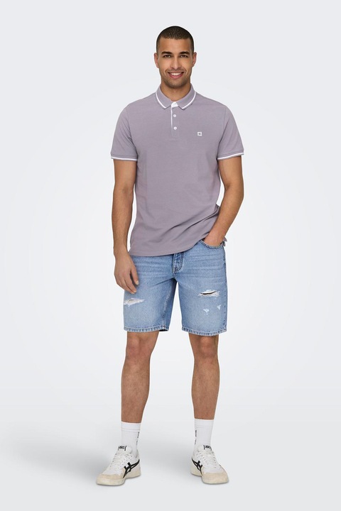 Only & Sons, Farmer rövidnadrág szaggatott részletekkel, Világoskék