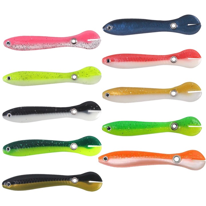 10 db-os horgászcsali készlet, QttvbTna, bionikus, valósághű akció, 6,7 cm, többszínű