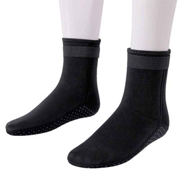 Sosete de scufundari din neopren, 3 mm, premium, reglabile, snorkeling, plaja, negru S