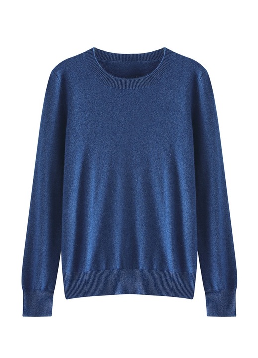 Női pulóver, egy QingHe Cashmere, 30% kasmír 70% merinó gyapjú, sötétszürke, Vízkék