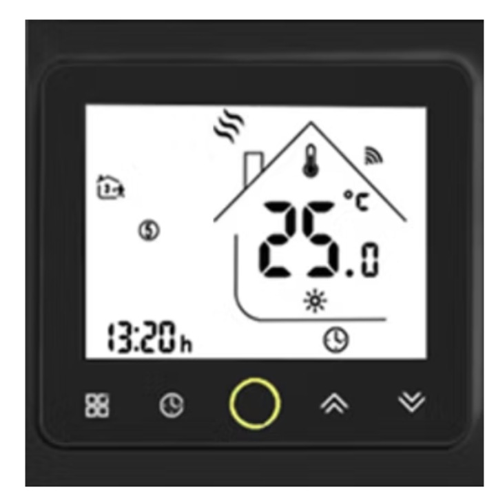 Termostat inteligent WiFi, MOES BHT-002, policarbonat, control boiler/incalzire electrica, touchscreen, negru
