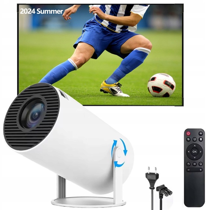 QPLOVE Smart видеопроектор, преносим, 4K, 180 градуса ротация, WiFi6, бял, 1280x720p