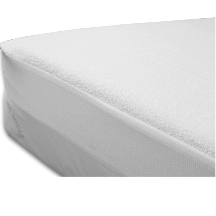 Protectie impermeabila pentru saltea Somnart, 200x200x25 cm, bumbac frotir, elastic de jur-imprejur, spalare la 90°C