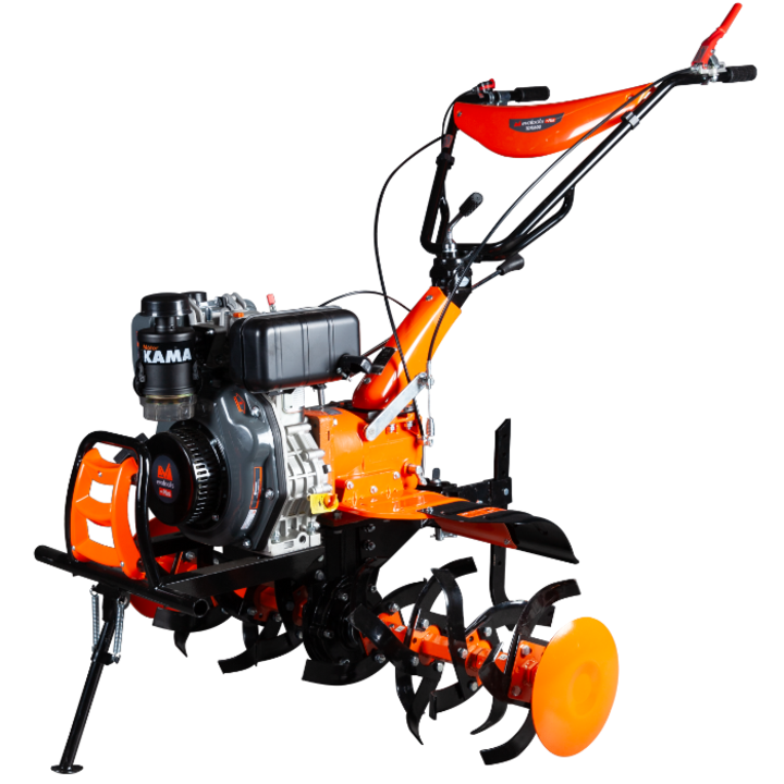 Motocultor diesel Evotools PLUS TDK600, putere 6 CP, 296 CC, motor 4 timpi Kama, 2+1 viteze, latime lucru 79 - 105 cm, adancime lucru 10 - 35 cm, contine: freze 32 lame + 2 roti cauciuc