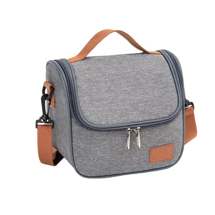 Geanta termoizolanta, 22x20x16cm, capacitate 7L, gri, cu maner si bretea detasabila