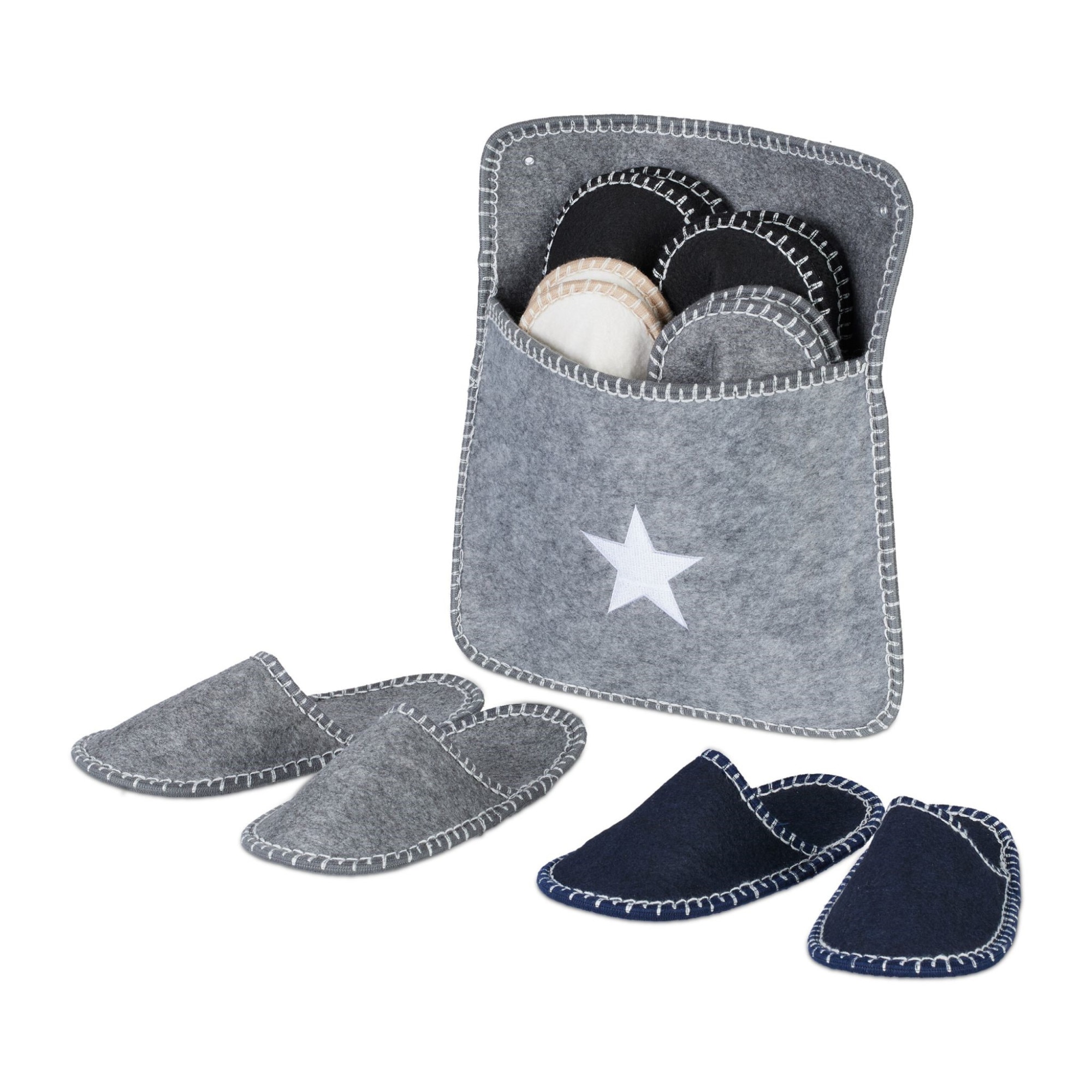 Set de papuci de casa din fetru, cu geanta de depozitare, 6 perechi, 3 marimi diferite, 36-43, confortabili, eleganti si practici, design unisex Set de papuci de casa din fetru, cu geanta de depozitare, 6 perechi, 3 marimi diferite, 36-43, confortabili, eleganti si practici, design unisex
