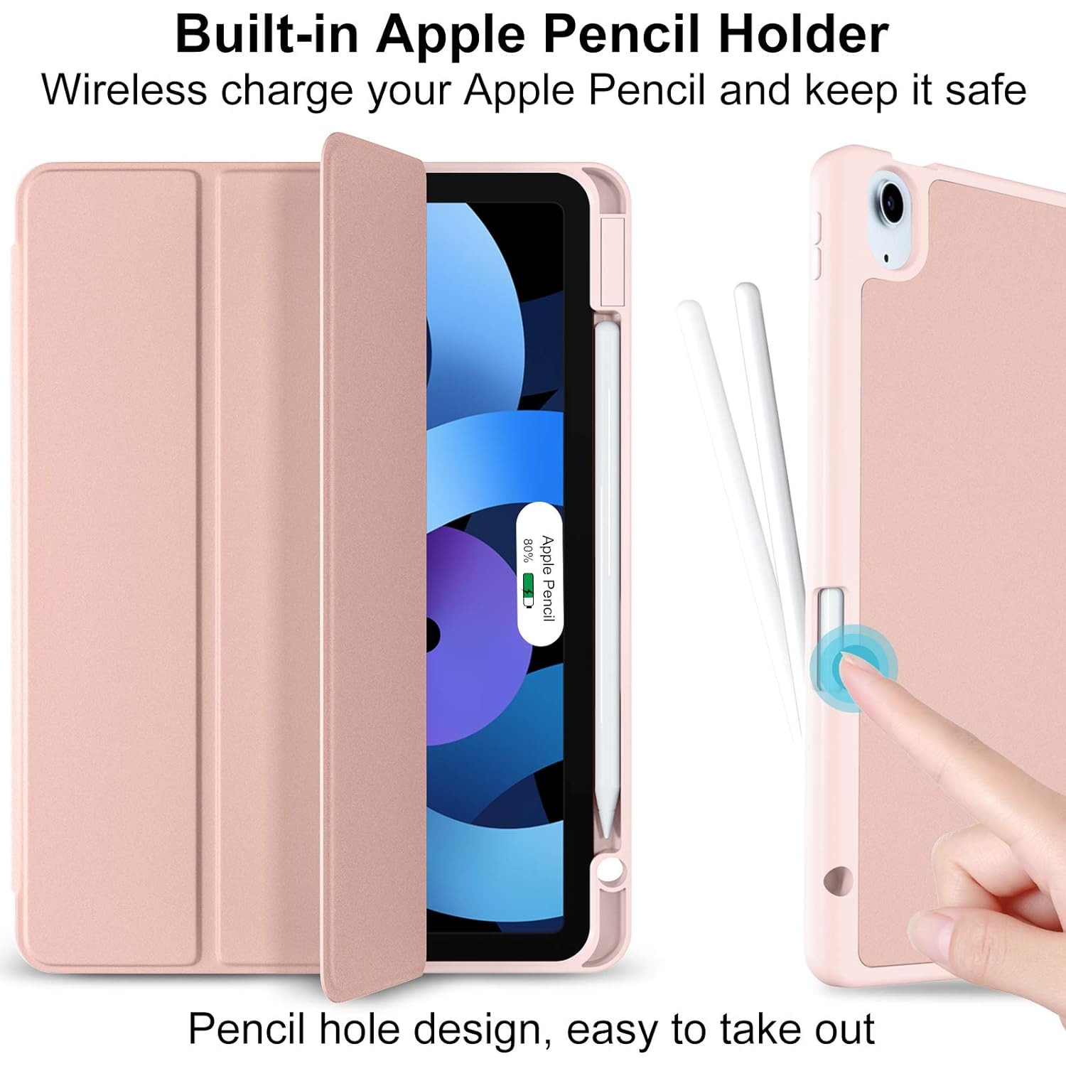 Husa pentru Apple iPad Air 13 2025 / 2024 M3, M2 cu functie wake-up/sleep si compartiment pentru Apple Pen tip stand roz