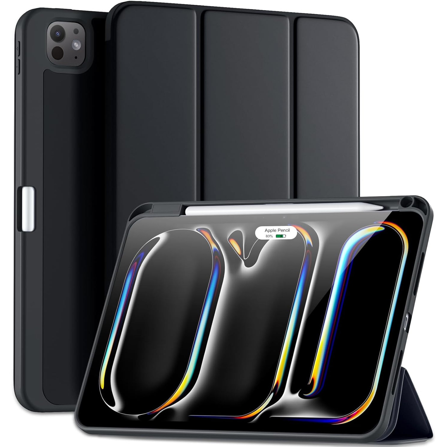 Husa pentru iPad Pro 13 M5 2025 cu functie wake-up/sleep si compartiment pentru Apple Pen, tip stand - negru