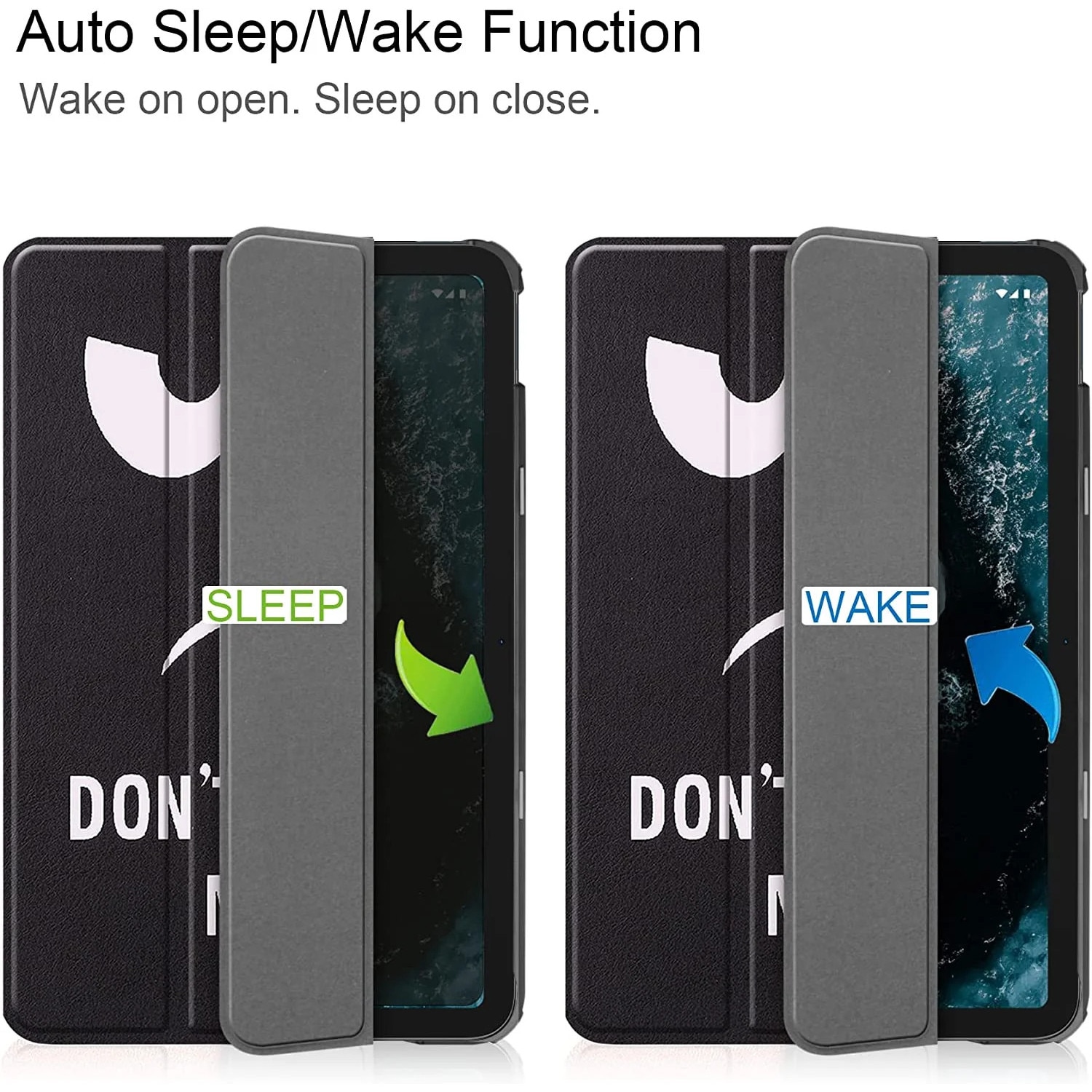 Husa pentru Samsung Galaxy Tab A9 8.7 inch UltraSlim de tip stand, cu functie sleep/wake-up, Sigloo, Don't Touch Me
