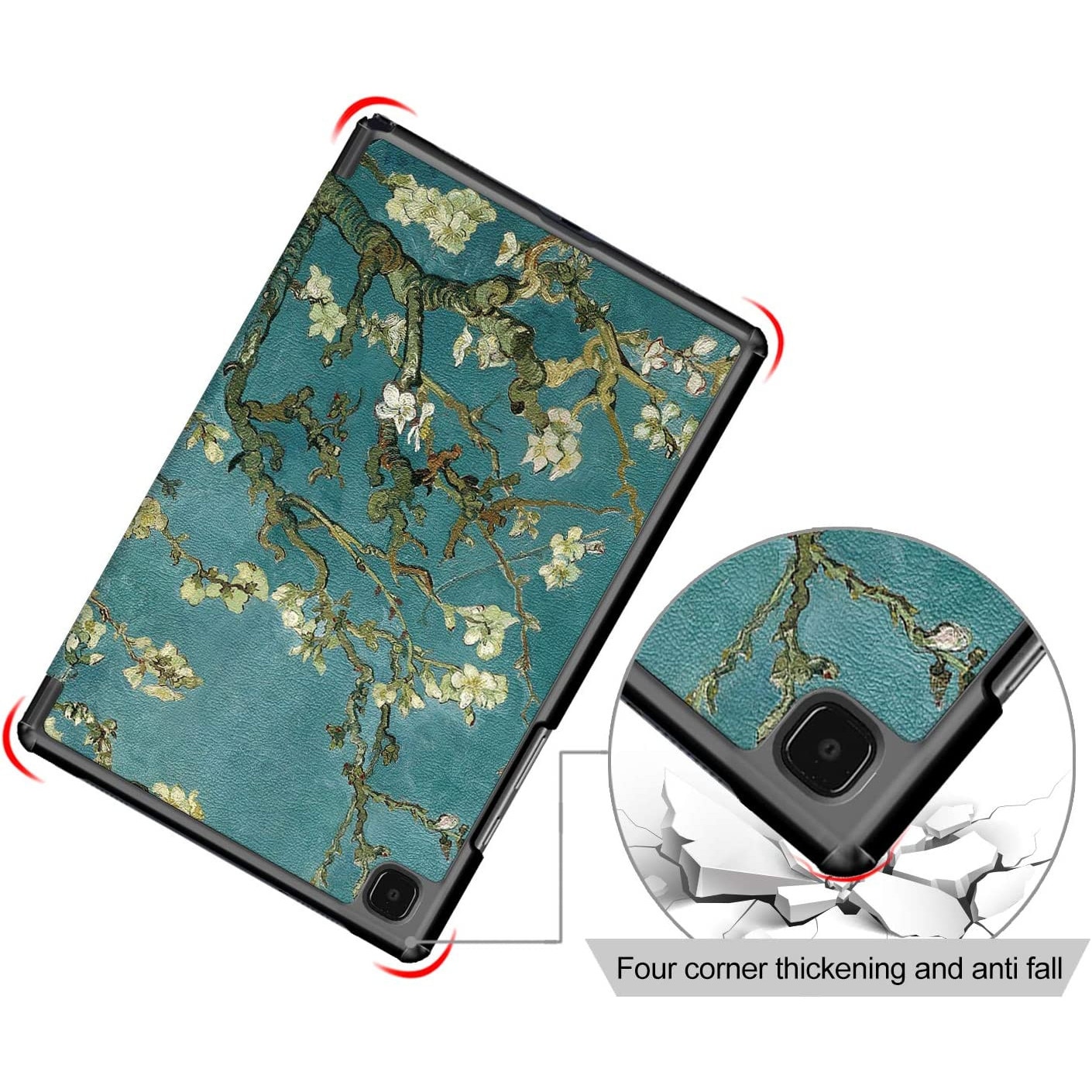 Husa pentru Samsung Galaxy Tab A9 8.7 inch UltraSlim de tip stand, cu functie sleep/wake-up, Sigloo, Painted Tree