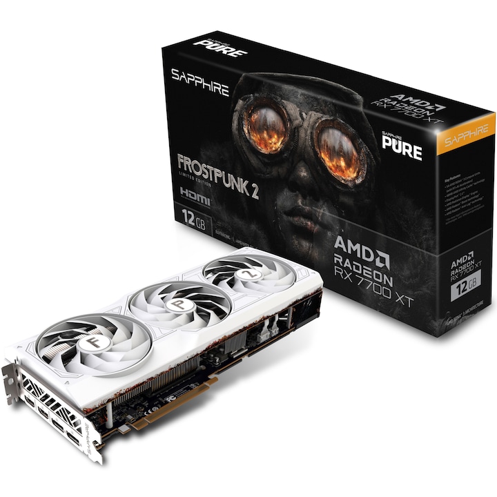 Видеокарта Sapphire RX 7700XT PURE WHITE FROSTPUNK 2, 12GB GDDR6, 192-bit, LIMITED EDITION
